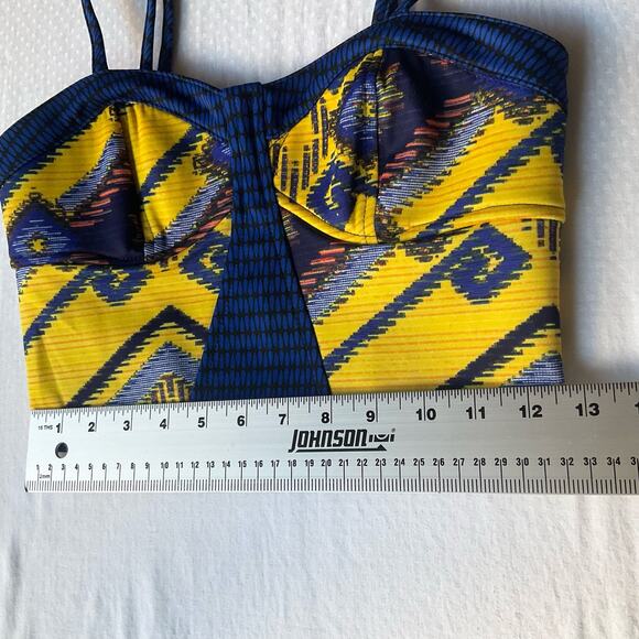 Xhilaration Women’s Sleeveless Sexy Crop Top Size S, Blue & Yellow - Picture 3 of 8